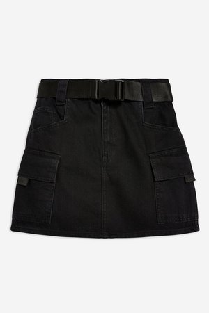 Clip Belted Denim Skirt - Topshop
