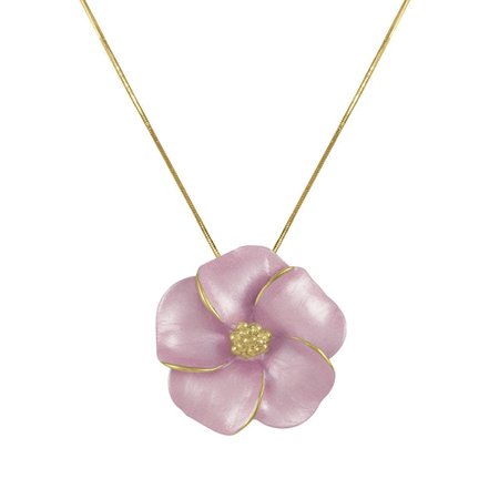 gold necklace with enamel flower pendant - Google Search