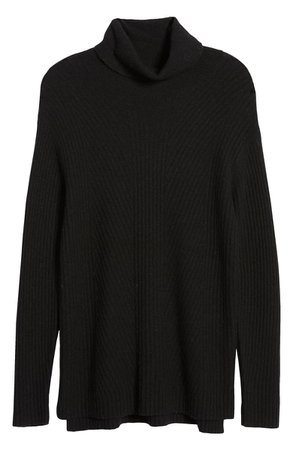 Caslon® Textured Turtleneck Sweater (Regular & Petite) black