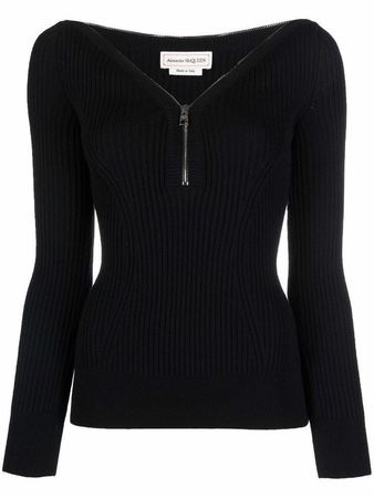 black zip up sweater
