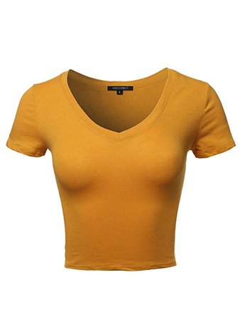 mustard yellow crop top t-shirt