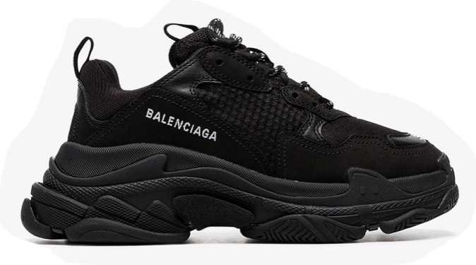 Black Triple S Leather Low Top Sneakers - Balenciaga