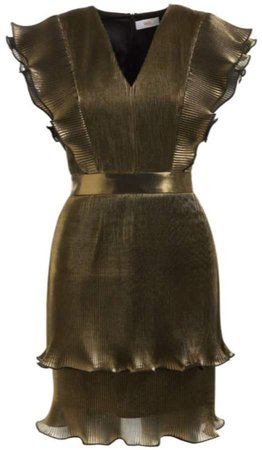 Serafina Gold Ruffle Statement Mini Dress