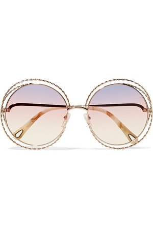 Chloé | Oversized round-frame gold-tone sunglasses | NET-A-PORTER.COM