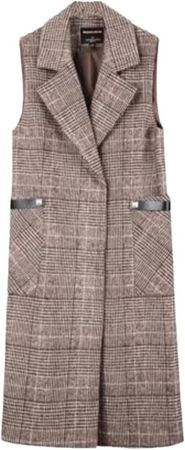 Amazon.com: Women's Tartan Tweed Vest Lapel Slim Long Waistcoat : Clothing, Shoes & Jewelry