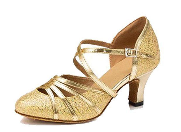 Amazon.com | TDA CM105 Womens Ankle Strap Glitter Synthetic Salsa Tango Ballroom Latin Wedding Party Dance Shoes | Ballet & Dance