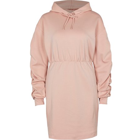 Pink hooded bodycon dress | River Island