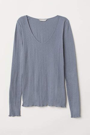 Ribbed Jersey Top - Blue