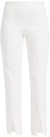 WtR - Lorette White Cotton Split Hem Trousers