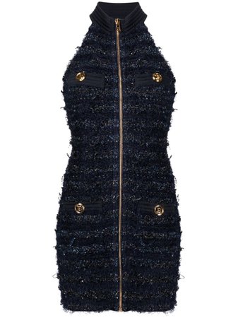 Balmain Tweed Sleeveless Dress - Farfetch