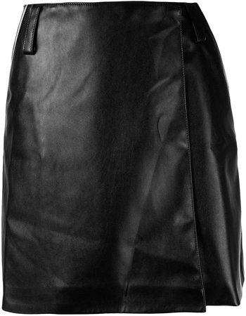Walk Of Shame faux-leather wrap skirt