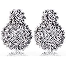 Amazon.com: Statement Drop Earrings - Black Bohemian Beaded Round Dangle Earrings Gift for Women: Clothing, Shoes & Jewelry