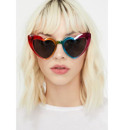 Rainbow Heart Shape Sunglasses | Dolls Kill