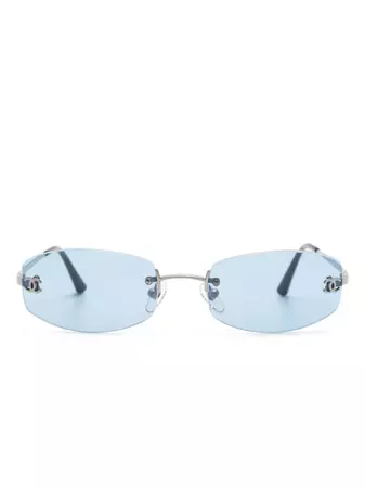 CHANEL Pre-Owned 1990-2000 CC Detail Rectangular Sunglasses - Farfetch