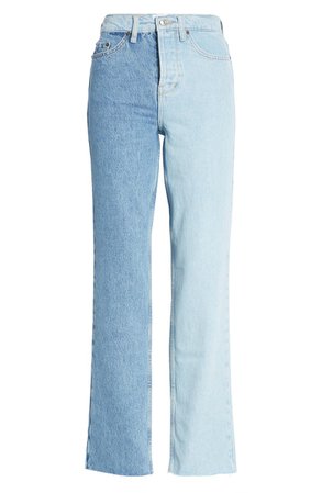 BDG Urban Outfitters Two-Tone Pax High Waist Straight Leg Jeans | Nordstrom