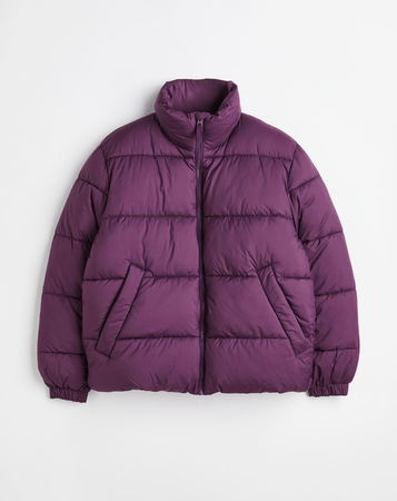 dark purple puffer coat