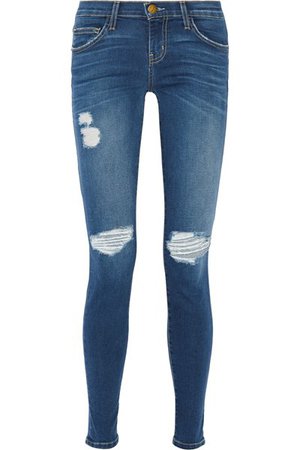 Discount Current/Elliott Mid Denim The Ankle Skinny Distressed Mid-Rise Jeans for Women On Sale :