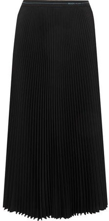 Plissé-crepe Midi Skirt - Black