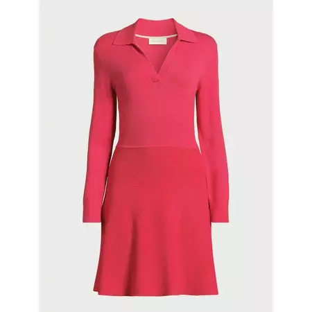 Free Assembly Women’s Fit & Flare Mini Polo Sweater Dress with Long Sleeves, Sizes XS-XXXL - Walmart.com