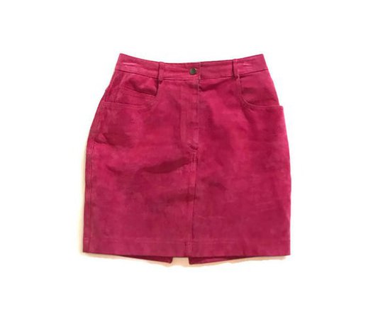 Vintage Dark Pink Suede Skirt | Etsy