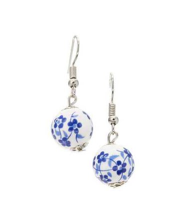 Braided Birch Blue Floral Ceramic Drop Earrings | zulily