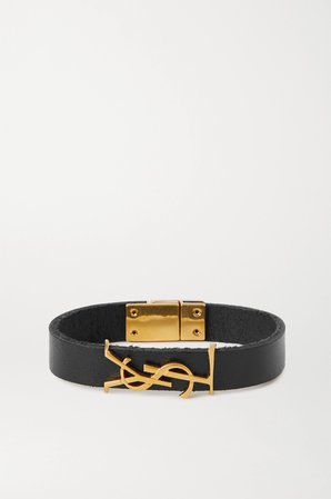 Black Leather and gold-tone bracelet | SAINT LAURENT | NET-A-PORTER
