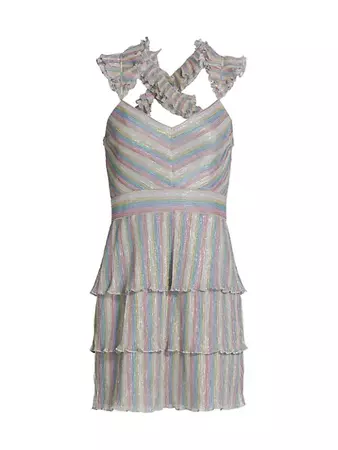Shop Saylor Candy Stripe Pleat Garbine Ruffled Minidress | Saks Fifth Avenue