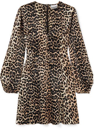Blakely Leopard-print Silk-blend Satin Mini Dress - Leopard print