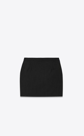 Mini skirt in rive gauche striped wool flannel | Saint Laurent Zimbabwe | YSL.com