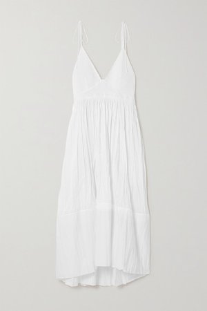 Pleated Voile Midi Dress - White
