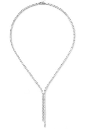 Kenneth Jay Lane | Rhodium-plated cubic zirconia necklace | NET-A-PORTER.COM
