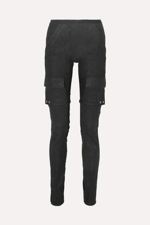 Cotton Blend-paneled Leather Skinny Pants - Black