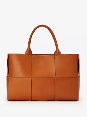 Golden_Yellow Solid Mega Tessare Woven Leather Handbag | Women's Handbags | J.McLaughlin