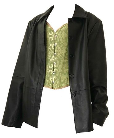 *clipped by @luci-her* Green Corset Leather Jacket