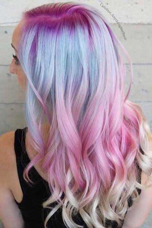 pink purple blue white hair