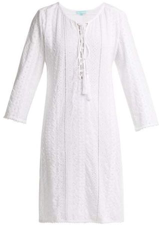 Bella Lace Up Broderie Anglaise Dress - Womens - White