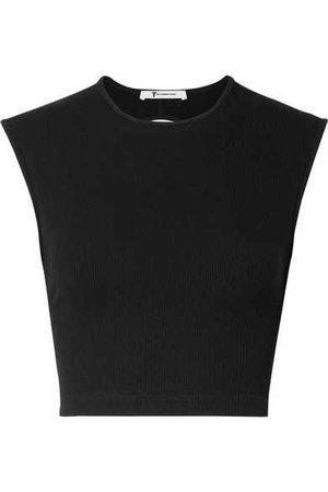 T by Alexander Wang | Cropped cutout ribbed-knit top | NET-A-PORTER.COM