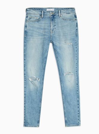 Light Wash Ripped Spray On Jeans | Topman