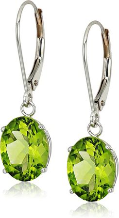 Amazon.com: Amazon Collection 14k White Gold 8 x 10mm Oval August Birthstone Peridot Dangle Earrings for Women with Leverbackss : Clothing, Shoes & Jewelry