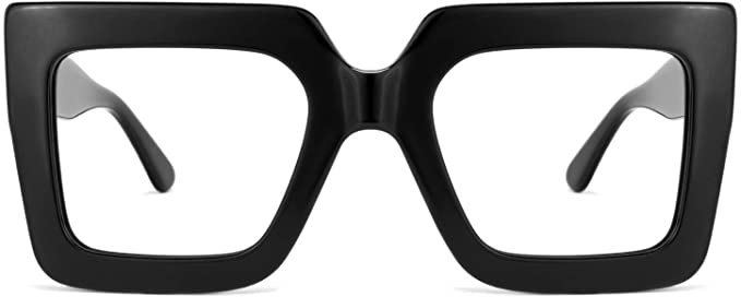 Amazon.com: Zeelool Stylish Acetate Thick Oversized Square Eyeglasses Frame for Women with Non-prescription Clear Lens Brandon VFP0306-02 Black : Clothing, Shoes & Jewelry