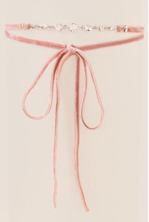 Pink velvet bow choker