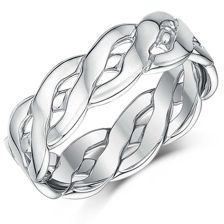 His and Hers 9ct White Gold Hand Made Celtic 5&7mm Rings - White Gold at Elma UK Jewellery
