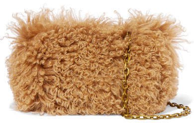 Corallina Shearling Shoulder Bag - Tan
