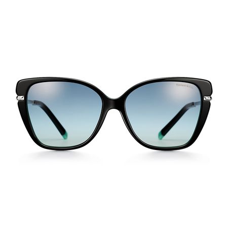 Wheat Leaf Cat-Eye Sonnenbrille, schwarzes Acetat, Gläser mit blauem Farbverlauf | Tiffany & Co.