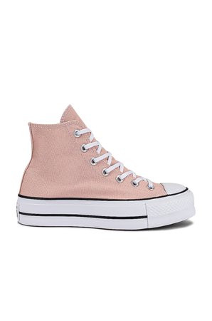 Converse Chuck Taylor All Star Lift Canvas Platform Sneaker in Pink Clay, Black, & White | REVOLVE