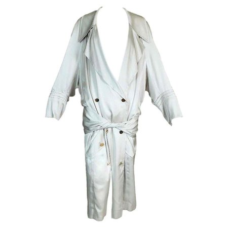 F/W 2004 Yves Saint Laurent Tom Ford Runway 20's Style Drop Waist Silver Coat Dr For Sale at 1stdibs