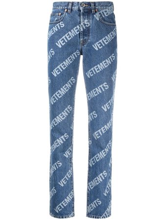 VETEMENTS logo-print cropped jeans - FARFETCH