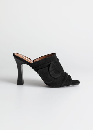 Square Buckle Open Toe Mules - Black - Mules - & Other Stories