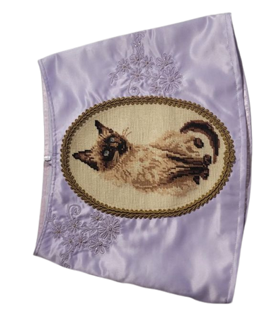 Purple Embroidered Cat Mini Skirt