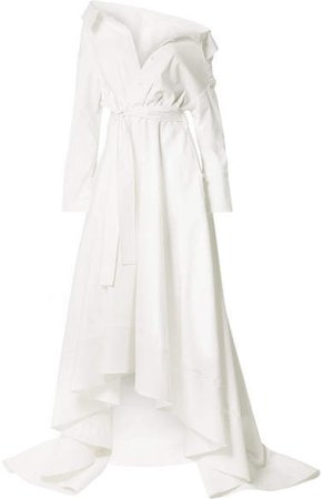 Danielle Frankel - Lou Off-the-shoulder Cotton-blend Poplin Gown - Ivory